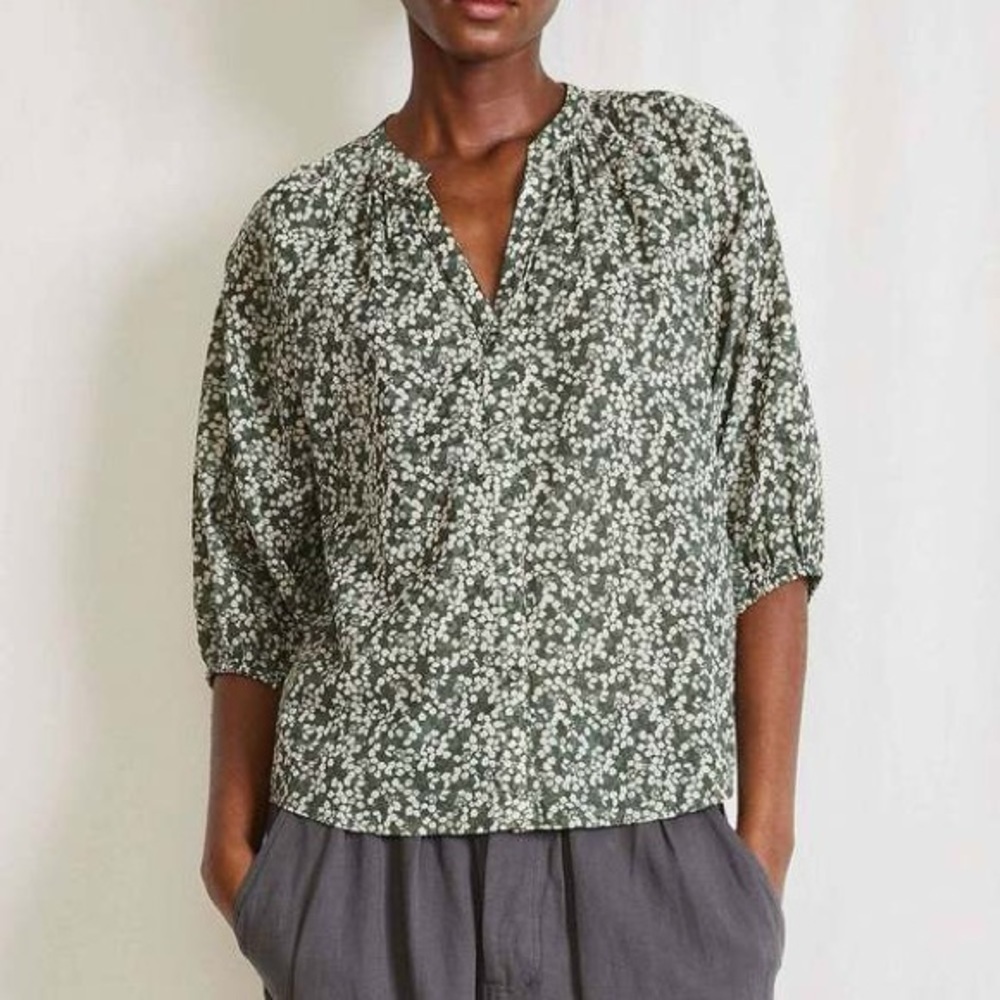 A piece apart green floral top, Mitte Top in Deep Sage Bouquet